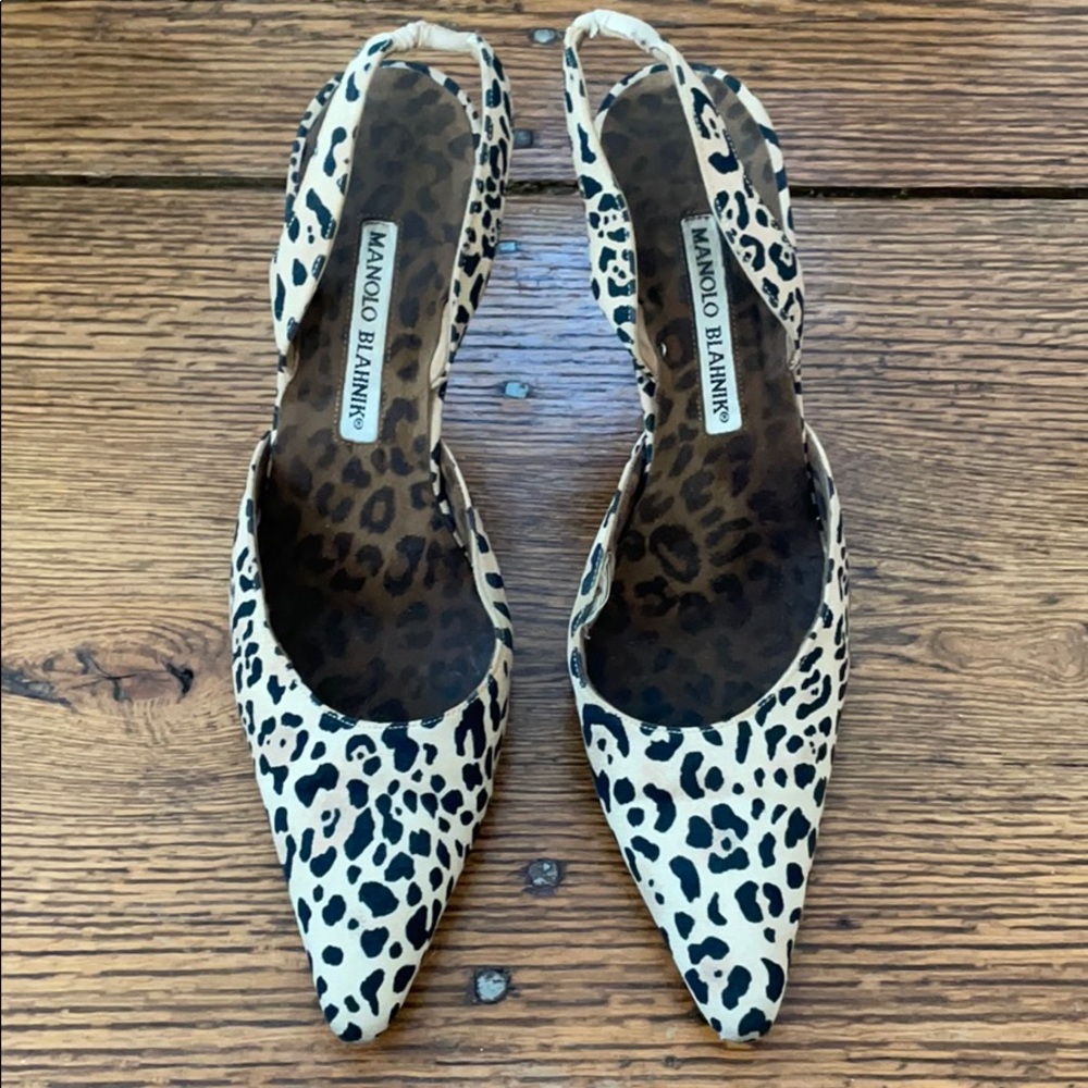 Manolo Blahnik Leopard Mules 37.5